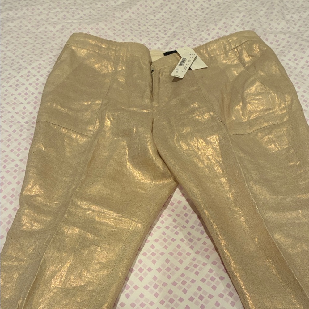 J. Crew Gold Ankle Cropped Pants